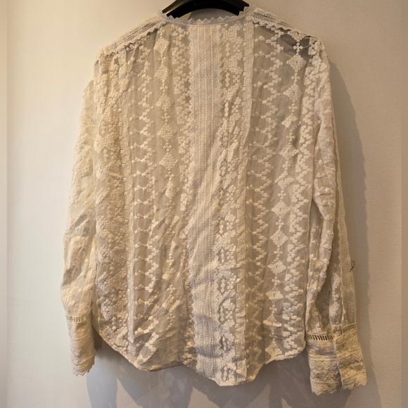 Rebecca Taylor Silk Chiffon Embroidered Top Size 6 - Picture 8 of 9